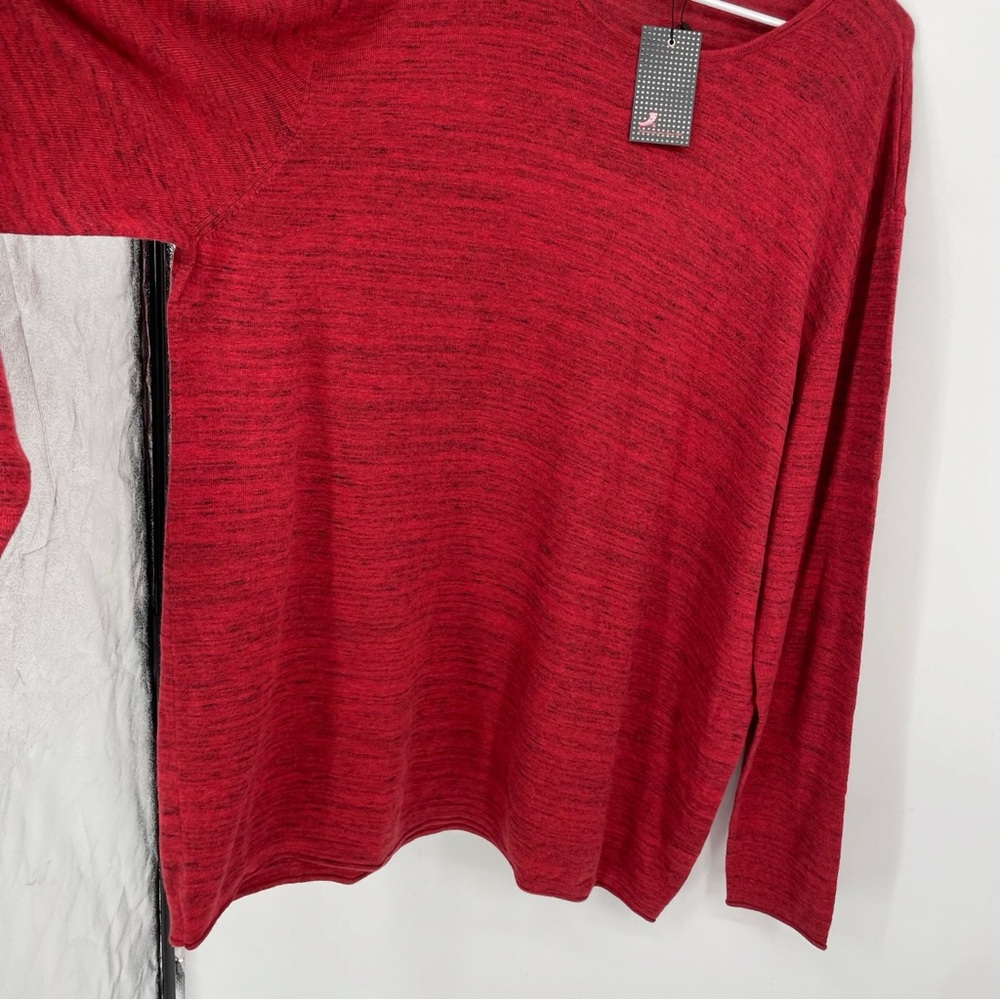 Dressmann Cotton Round Neck Sweater Heather Red Knit - Picture 4 of 6